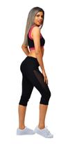 Top Fitness Feminino Nadador Preto com Alças Duplas Neon