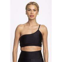 Top Fitness Feminino Ombro Único Preto