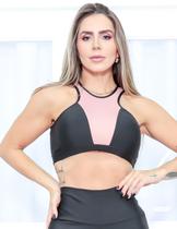 Top Fitness Feminino sem Bojo e com Recortes em Tela e Cirrê Top Fitness Feminino sem Bojo e com Recortes em Tela e Cirrê