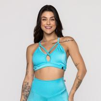 Top Fitness Feminino Tiras Bojo Removível Texturizado Poliamida