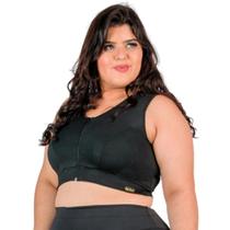 Top Fitness Nadador Alta Sustentação Com Zíper Feminino Plus Size Fitness Catwalk