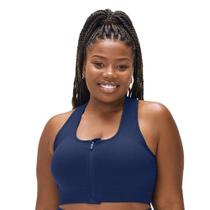 Top Fitness Plus Size com Zíper e Bojo Removível Marinho Zee Rucci