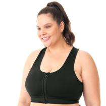 Top Fitness Plus Size com Zíper e Bojo Removível Preto Zee Rucci Top Fitness Plus Size com Zíper e Bojo Removível Preto Zee Rucci