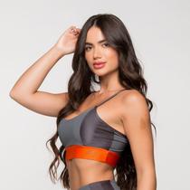 Top Fitness Poliamida com Detalhe Laranja e Chumbo Itália Top Fitness Poliamida com Detalhe Laranja e Chumbo Itália