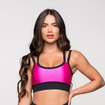 Top Fitness Poliamida com Detalhe nas Costas Cruzada Rosa Pi