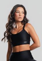 Top Fitness Poliamida Texturizado Com Brilho Preto Salvatore