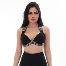 Top Fitness Preto com Listras