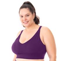 Top Fitness Rib com bojo removível em jacquard Uva