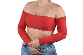 Top Fitness sem alça Com Manga Microfibra Sustentação