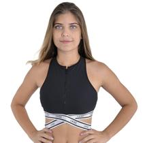 Top fitness tecido emana cropped com zíper feminino Liebe . Top fitness tecido emana cropped com zíper feminino Liebe .