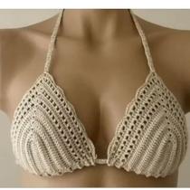 Top frente única em crochê feito a mão Vermelho