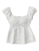 Top GORGLITTER Girl's Gingham com decote em forma de coração, babado, 8Y, branca