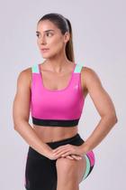 Top Grit Bossa Ajustavel 1 Bolso Reto Ind Authen Pink Fluor/Verde Menta/Preto