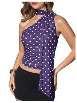 Top halter assimétrico com poás feminino RoseSeek Top halter assimétrico com poás feminino RoseSeek