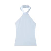 Top Halter Feminino Verão 2025 Sem Mangas Costas Descobertas Verde Azul Sexy off Shoulder Justo Top Halter Feminino Verão 2025 Sem Mangas Costas Descobertas Verde Azul Sexy off Shoulder Justo