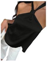 Top Halter Silk Satin Lace, sem encosto, sem mangas, para mulheres Top Halter Silk Satin Lace, sem encosto, sem mangas, para mulheres
