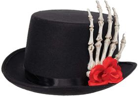 Top Hat UNDERWRAPS Deluxe Voo Doo unissex com mão esquelética