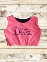 Top infantil e juvenil de ginástica azul/rosa mini diva Top infantil e juvenil de ginástica azul/rosa mini diva