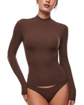 Top INLYRIC Inbarely Soft Mock, gola alta, manga comprida, feminina