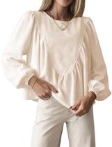 Top IQSQSQ feminino Peplum Babydoll Waffle Knit A-Beige-M