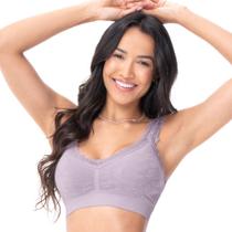 Top Jacquard com Renda e Bojo Removível sem Costura Lilás Matte Top Jacquard com Renda e Bojo Removível sem Costura Lilás Matte