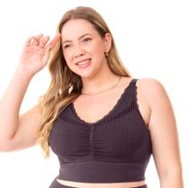 Top jacquard sem costura com bojo removível Plus Açai Top jacquard sem costura com bojo removível Plus Açai
