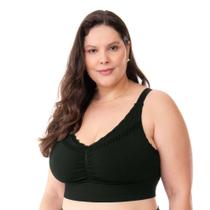 Top jacquard sem costura com bojo removível Plus Preto