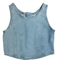 Top Jeans Feminino Juvenil Com Elastano E Strass Top Jeans Feminino Juvenil Com Elastano E Strass