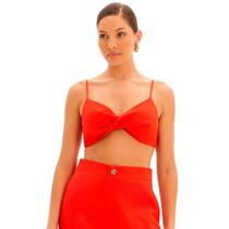Top Lança Perfume Com Torção Pr25 Vermelho Feminino