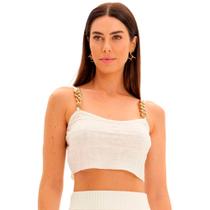 Top Lança Perfume Tricot Signature Pr25 Off White Feminino