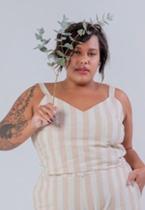 Top linho listra plus size Top linho listra plus size