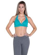 Top liso com viés estampado