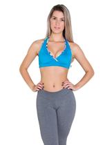 Top liso com viés estampado