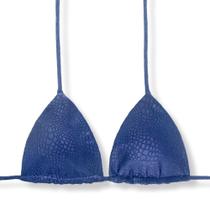 Top Lua Crocô Marine Cortininha com Bojo Biquíni Dupla Face Azul Marinho Reversível Amarração nas Costas e Pescoço Tecido Texturizado Semibr Top Lua Crocô Marine Cortininha com Bojo Biquíni Dupla Face Azul Marinho Reversível Amarração nas Costas e Pescoço Tecido Texturizado Semibr