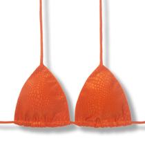 Top Lua Croco Sunset Cortininha com Bojo Biquíni Dupla Face Laranja Reversível Amarração nas Costas e Pescoço Tecido Texturizado Semibrilho Top Lua Croco Sunset Cortininha com Bojo Biquíni Dupla Face Laranja Reversível Amarração nas Costas e Pescoço Tecido Texturizado Semibrilho