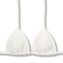 Top Lua Pérola Cortininha com Bojo Dupla Face Liso Reversível Amarração nas Costas e Pescoço Biquíni cor Off-White Tecido Texturizado Semib