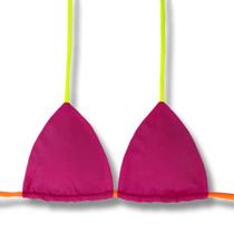 Top Lua Pink Twist Cortininha com Bojo Dupla Face Amarelo Neon Reversível Amarração nas Costas e Pescoço Biquíni Tricolor Liso Detalhe Lar Top Lua Pink Twist Cortininha com Bojo Dupla Face Amarelo Neon Reversível Amarração nas Costas e Pescoço Biquíni Tricolor Liso Detalhe Lar
