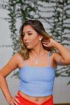 Top Lucy malha Saara Cor azul serenityTamanho M Top Lucy malha Saara Cor azul serenityTamanho M