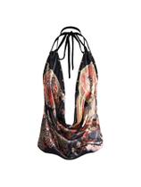 Top MakeMechic feminino com decote em V profundo, frente única, multicolorido Top MakeMechic feminino com decote em V profundo, frente única, multicolorido