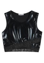 Top Malha Foil Preto Nina Go Top Malha Foil Preto Nina Go