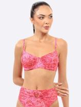 Top Manly Meia Taça Floral Alça Ajustável