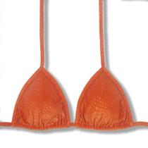 Top Mara Crocô Sunset Cortininha com Viés Bojo Removível Amarração nas Costas e Pescoço Biquíni Laranja Tecido Texturizado Semibrilho