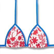 Top Mara Scarlet Cortininha com Viés Bojo Removível Amarração nas Costas e Pescoço Biquíni Estampado Detalhes Azul