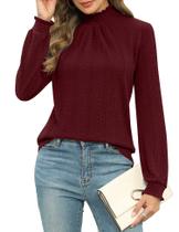 Top Micoson Winter Waffle Knit High Gola Tinto Vinho para Mulheres