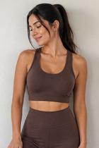 Top Nadador Fitness Com Bojo Polo Wear Marrom