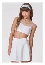 Top Off White Alça Fina Prateada Vic Vicky