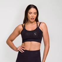 Top Oncinha Preto Poliamida com Estampa Tom sobre Tom e Deta Top Oncinha Preto Poliamida com Estampa Tom sobre Tom e Deta