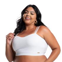 Top Plus Size Cropped Sutiã Soutien Conforto Marina Suede Canelado