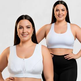 Top Plus Size Esportivo Feminino Zíper e Nadador kit 2 Tamanho:G3Cor:Branco - Catwalk Top Plus Size Esportivo Feminino Zíper e Nadador kit 2 Tamanho:G3Cor:Branco - Catwalk