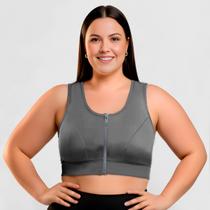 Top Plus Size Fitness Esportivo Zíper Sustentação do P ao G3 Tamanho:G2Cor:CinzaGenero:Feminino